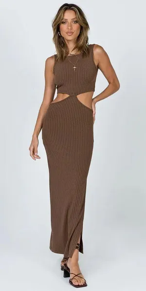 Princess Polly Billie Brown Midi Dress Brown Bodycon Dress thumbnail 1