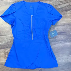 NWT Jaanuu Royal Blue Tulip Half Zip Scrub Top J96048-RYLC-XS XS thumbnail 1