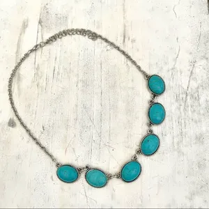 Turquoise and silver tone necklace thumbnail 2