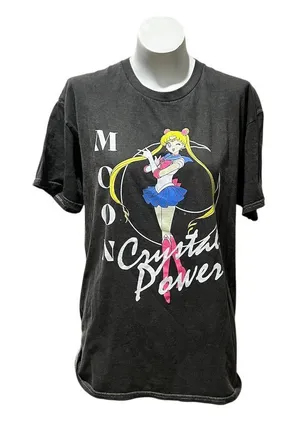Sailor Moon Crystal Power Graphic T-Shirt Unisex M Gray Anime Tee thumbnail 1