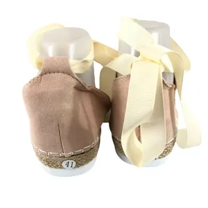 Womens D'Orsay Flats Ankle Strap Peep Toe Faux Suede Beige Size 41 US 10 thumbnail 3