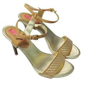 Isaac Mizrahi Isbelle Gold and Tan High Heel Sandals Size 9.5‎ thumbnail 1