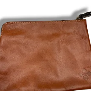 Patricia Nash Wristlet Women Cognac Brown Leather Zip Clutch Pouch Embossed Logo thumbnail 12