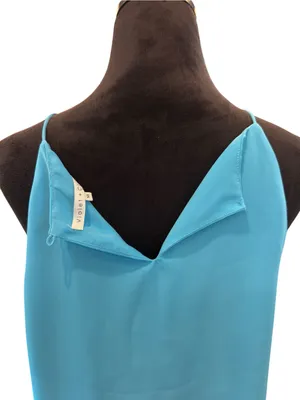 Violet +‎ Claire M Teal Sleeveless Pleated Blouse Minimalist Professional Tank thumbnail 7