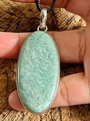 Oval Green Amazonite Pendant 2 1/4” thumbnail 1