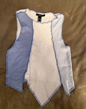Blue and white forever 21 cropped tank top thumbnail 1
