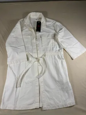 Levi's L93808 Womens White Ainsley Denim Utility Dress Size Small (NWT) thumbnail 1