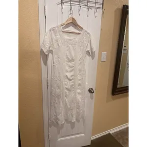 ZARA LONG DRESS SQUARE NECK GAUZE EMBROIDERED LACE Dress SZ XS thumbnail 5
