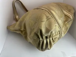 Coach Poppy Op Art Glam Tote Gold Metallic Ja Handbag thumbnail 10