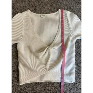 Abercrombie & Fitch Ribbed Twist Front Sweater Top Ivory Medium thumbnail 6