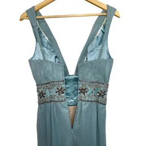 NWT Mandalay N Turquoise Silk Beaded Embellished Maxi Evening Gown Dress Size 6 thumbnail 12