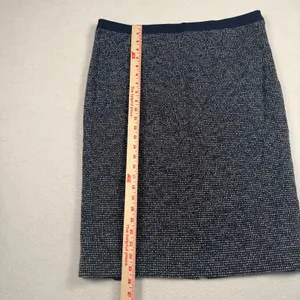 Boden Pencil Skirt Women 14L Navy‎ Blue Textured Cotton Blend Knee Length T0100 thumbnail 3