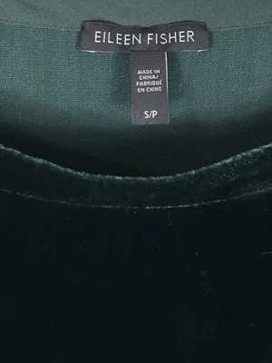 Eileen Fisher silk blend velvet green short sleeve oversized top size S small thumbnail 7