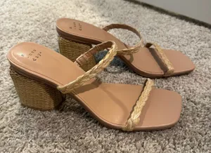 A New Day Braided Rafia Strap Block Heel Sandals - Never Worn thumbnail 1