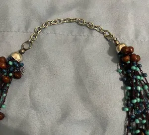 Blue and Brown Beaded Boho Necklace thumbnail 3