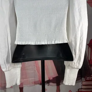 Gianni Bini White Smocked Square Neck Peasant Top thumbnail 10