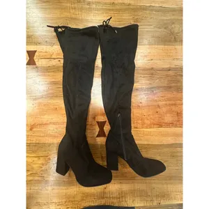 Unisa Black Suede Over the Knee High Boots Square Toe Block Heel Women's 7.5 M thumbnail 3