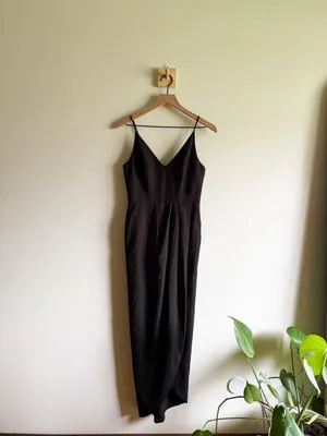 Anthropologie BHLDN Lyra V-Neck Faux Wrap Stretch Crepe Midi Dress Size 2 thumbnail 3