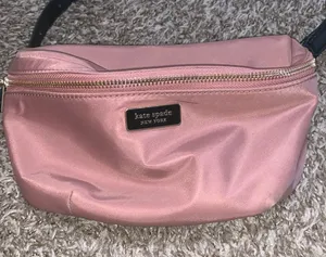 Kate Spade Dawn Nylon Pink Belt Bag Waist Fanny Pack rose color black gold trim thumbnail 1