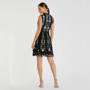 Mac Duggal 9135 Womens Black Sleeveless High Neck Embroidered Mini Dress thumbnail 5
