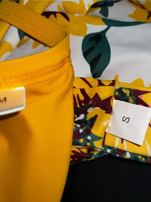Yellow V-Neck Bikini Set with Sunflower Print Bottoms - Women Swim thumbnail 3