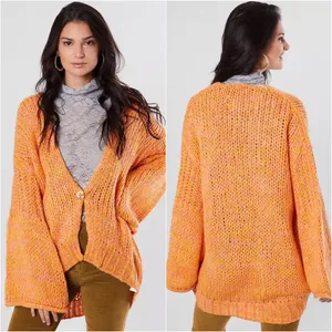 Free People Cardigan Home Town Cardi Sweater Bell Sleeves Sugar Candy Combo XS thumbnail 2