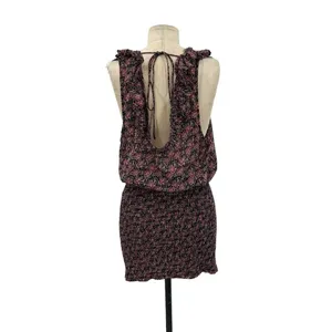 Free People‎ I'm Your Favorite Mini Dress Plum Floral Smocked Size Medium thumbnail 7