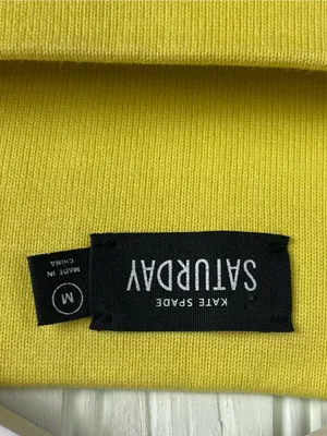 Kate Spade Saturday 3/4 Sleeve Slip Neck Top Size Medium Cotton Yellow Preppy thumbnail 4