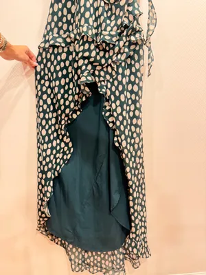 If By Sea Black White Polka Dot Stretch Maxi Dress Boho Wedding Guest Size M thumbnail 5