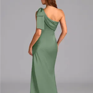 Azazie One-Shoulder Matcha Green Evening Gown thumbnail 3