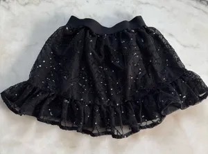 Cat & Jack Girls Black Sequin Tulle Tutu Skirt Size XS 4/5 Ruffle Lined Sparkle thumbnail 1
