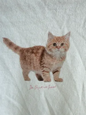 In Print We Trust White Cat Graphic Tee Size XS thumbnail 3