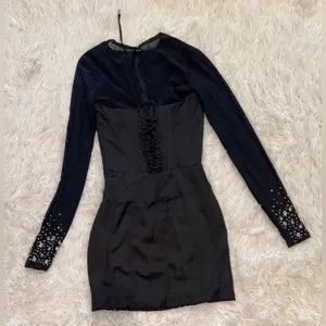 NWOT HOUSE OF CB Anastasia Black Crystallised Corset mini Dress size XS thumbnail 6
