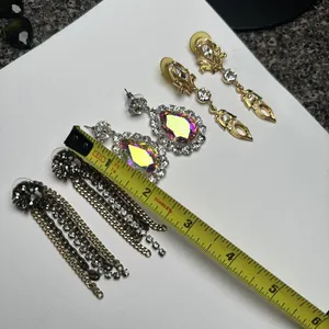 Sparkly Statement Rhinestone Mix Dangle Drop Pierced Earrings Lot Of 3 thumbnail 9