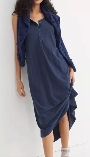Anthropologie Pilar Midi tank Dress blue new with tags small thumbnail 1