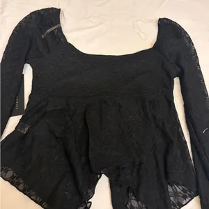 Y2K Whimsigoth Top Women Small Lace Floral Mesh Witchy Boho Goblin thumbnail 2