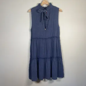 Simply Southern Blue Tiered Cotton Dress Size Small Coastal Cottage‎ Minimal NWT thumbnail 6