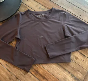 437 Long Sleeve Crop Athletic Brown Top L thumbnail 1