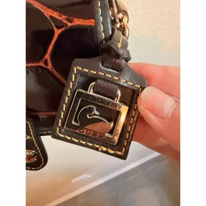 Dooney & Bourke Crossbody Womens Small Brown Croc Embossed Leather Saddle Bag thumbnail 6
