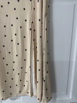 SINSAY Maxi Polka Dot Champagne Skirt With Sleet Size XL thumbnail 4