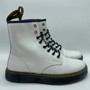 Dr. Martens White Zavala Combat Boots Moto Grunge Leather Lace-Up Women's size 9 thumbnail 1