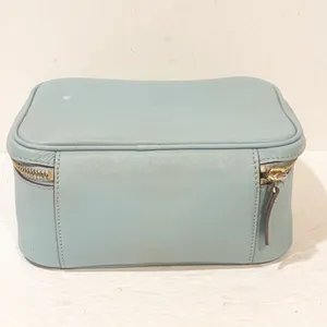 Kate Spade Light Blue Full Zip Vanity Makeup Tote Bag Kit thumbnail 4