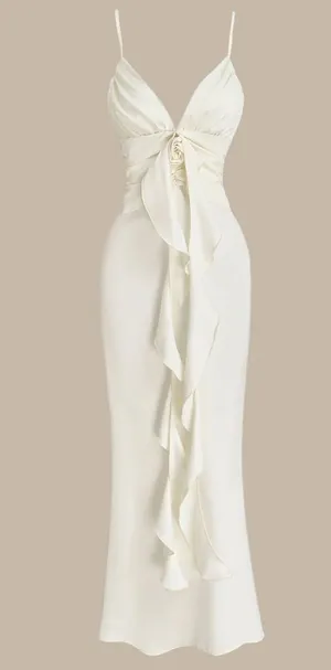 Rihoas Apricot Bodycon Tassel Slip Maxi Dress thumbnail 1