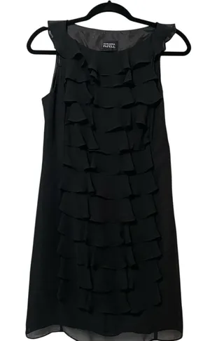 Adrianna Papell Black Ruffled Layered Mini Formal Dress Womens XS Cocktail Party thumbnail 1