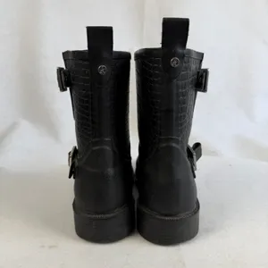 Sam Edelman Keigan Womens 8‎ Black Buckle Rubber Croc Embossed Rain Boots thumbnail 8