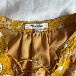 Madewell 100% Silk Assam Floral Lace-Up 3/4 Sleeve Mustard Yellow‎ Boho Western thumbnail 6