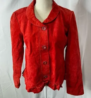 Vintage Christopher & Banks red suede leather jacket large thumbnail 1