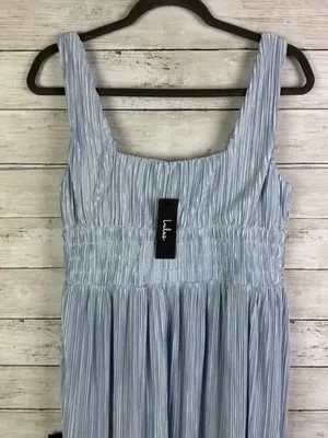 Lulus Ameena Light Blue Plisse Square Neck Sash Maxi Dress Size Large thumbnail 5