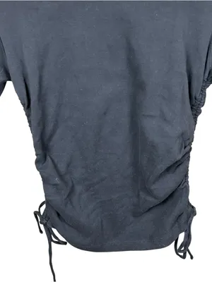 Good American Ruched Side Tee Minimalist Core Fitted Crop Top Black Sz 4 thumbnail 5