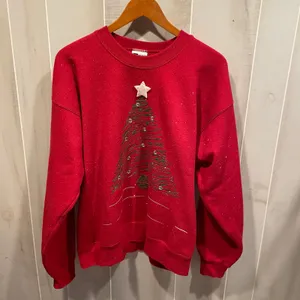 Cute vintage 80s broken in ugly holiday sweatshirt hand painted christmas tree thumbnail 5